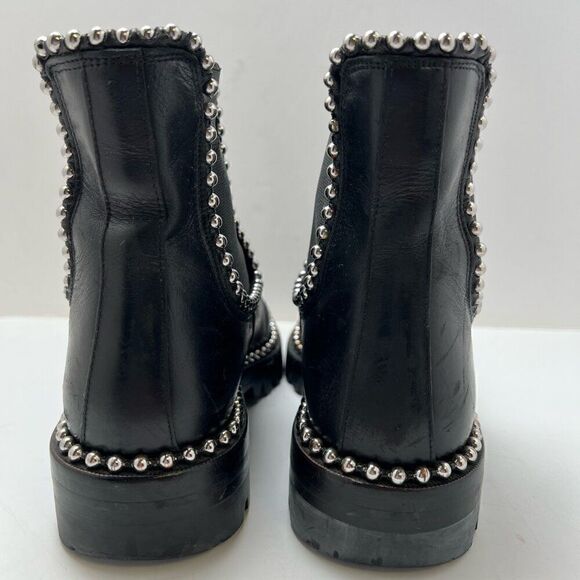 Alexander Wang Black Leather Chelsea Ankle Boots Rivets Accent EUR 37 Spain - Picture 6 of 14